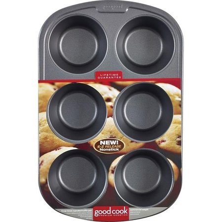 GOODCOOK 0 Muffin Pan, Round Impressions, Steel, 6Compartment, Dishwasher Safe Yes, 1612 in L, 10 in W 4033